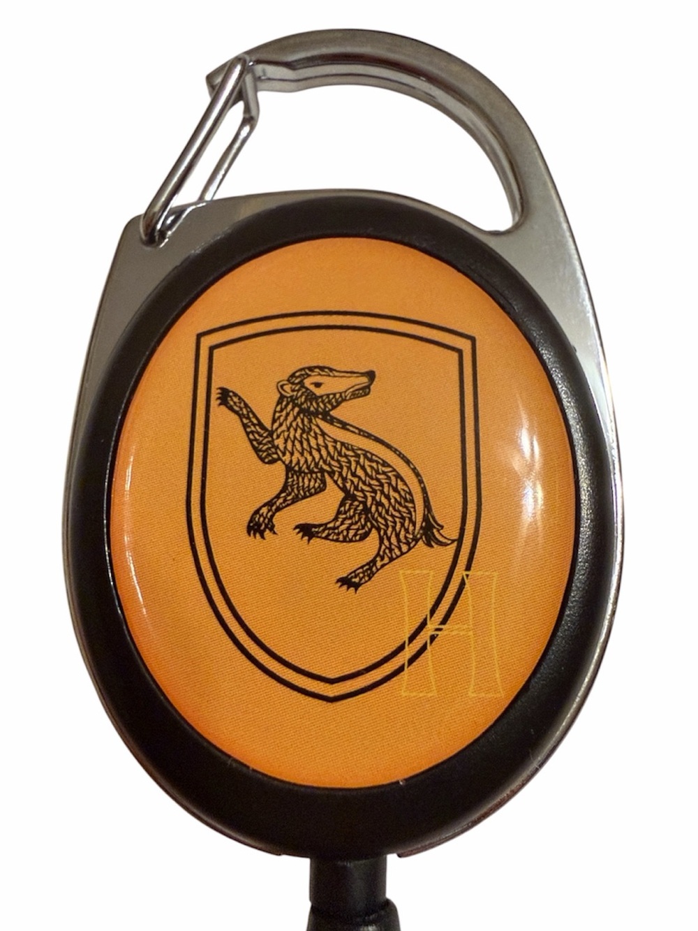 New Harry Potter Hufflepuff Retractable Badge Reel Carabiner Clip ID Card Holder